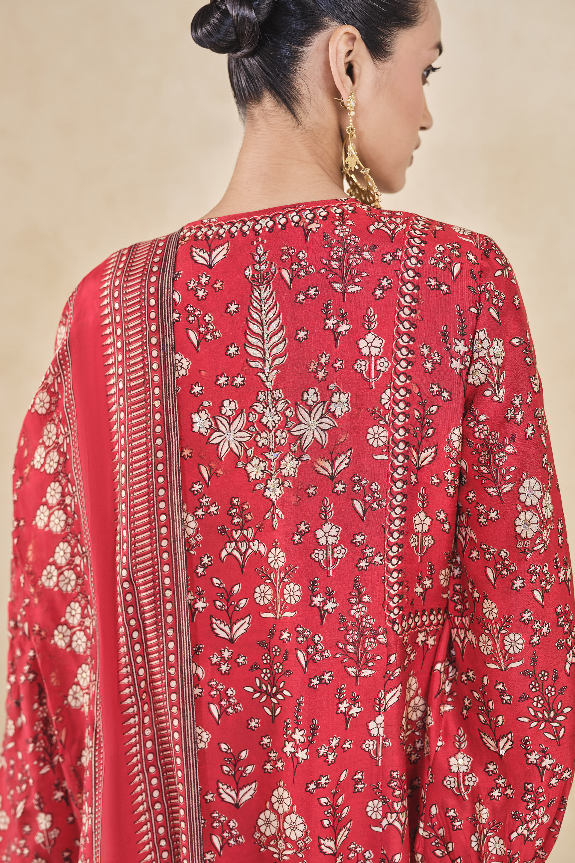 Niral Printed Silk Anarkali Set - Red, Red, image 5